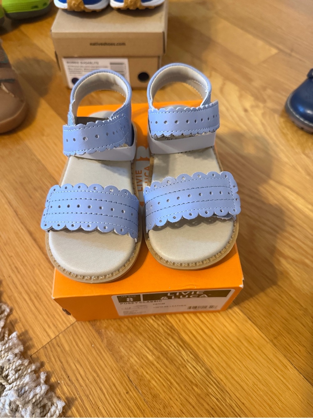 Livie & Luca Light Blue Scalloped Strap Sandals